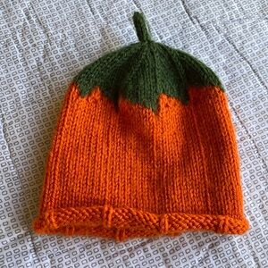 Hand knit  Pumpkin hat